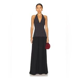 MORE TO COME Lile Maxi Dress in Black Polka Dot